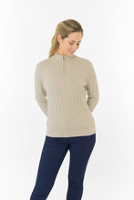 Load image into Gallery viewer, PURE GOLF LADIES SORRELL MARGOT KNIT 1/4 ZIP LINED JUMPER OYSTER

