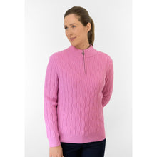 Load image into Gallery viewer, PURE GOLF LADIES SORRELL MARGOT KNIT 1/4ZIP LINED JUMPER POP PINK SIZE XL
