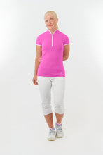 Load image into Gallery viewer, PURE GOLF BLOOM2 CAP SLEEVE POLO SHIRT AZALEA PINK
