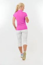 Load image into Gallery viewer, PURE GOLF BLOOM2 CAP SLEEVE POLO SHIRT AZALEA PINK
