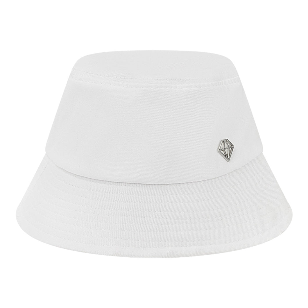 PURE DUA LINED PLAIN GOLF BUCKET HAT WHITE