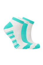Load image into Gallery viewer, PURE GOLF TRIXIE THREE PACK TRAINER SOCKS OCEAN BLUE ONE SIZE

