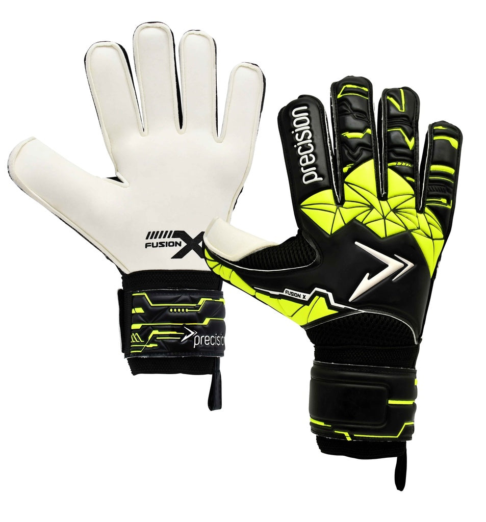 PRECISION JUNIOR FUSION X FLAT CUT FINGER PROTECT GOALKEEPING GLOVES