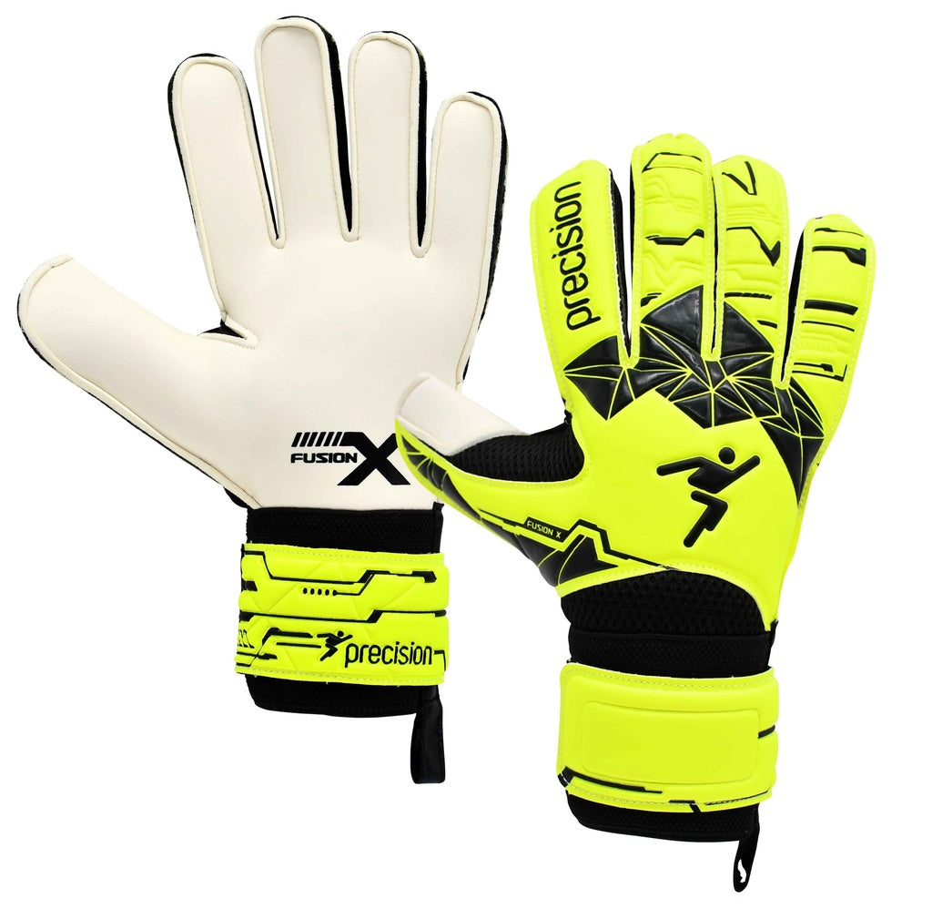 PRECISION FUSION X FLAT CUT ESSENTIAL GOAL KEEPER GLOVES YELLOW