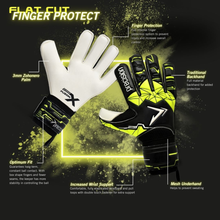 Load image into Gallery viewer, PRECISION JUNIOR FUSION XFLAT CUT FINGER GOALKEEPER GLOVE BLACK/YELLOW
