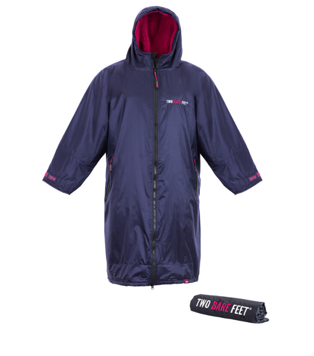 TWO BARE FEET JUNIOR CHANGING DRY ROBE/MAT - NAVY/RASPBERRY