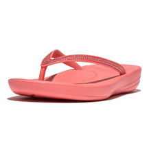 Load image into Gallery viewer, FITFLOP WOMENS IQUSHION SPARKLE FLIP FLOPS - ROSY CORAL

