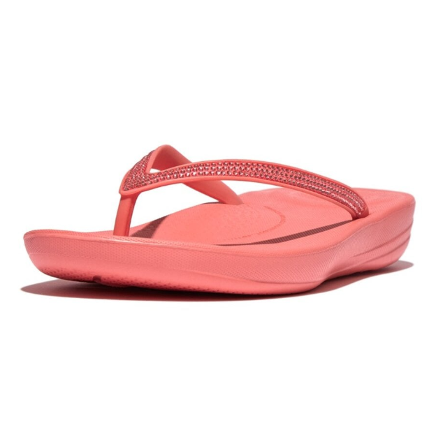 FITFLOP WOMENS IQUSHION SPARKLE FLIP FLOPS - ROSY CORAL