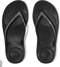Load image into Gallery viewer, FITFLOP WOMENS IQUSHION SPARKLE FLIP FLOPS - BLACK
