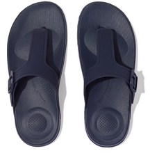 Load image into Gallery viewer, FITFLOP WOMENS IQUSHION ADJUSTABLE BUCKLE FLIP FLOPS - MIDNIGHT NAVY
