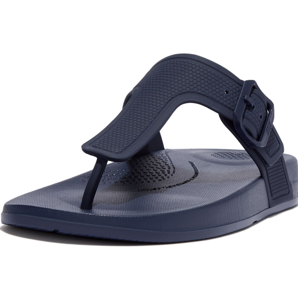 FITFLOP WOMENS IQUSHION ADJUSTABLE BUCKLE FLIP FLOPS - MIDNIGHT NAVY