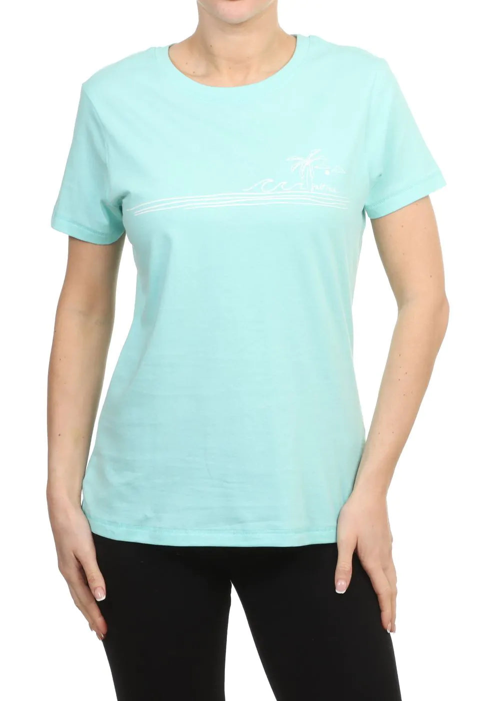 SALTROCK LADIES OCEAN STRIPE T-SHIRT TURQUOISE