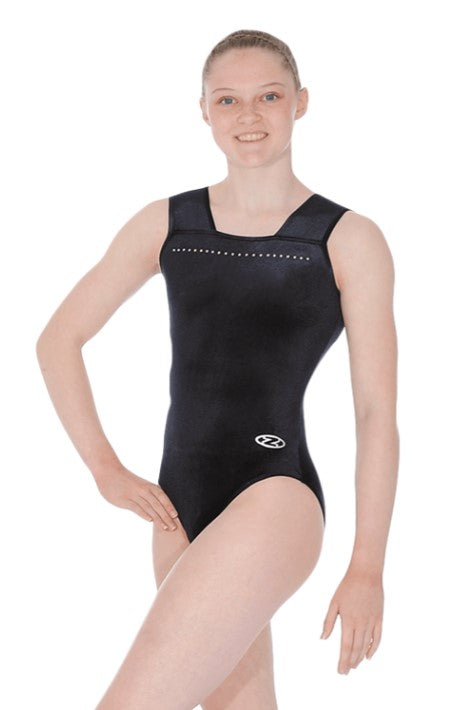 THE ZONE GYMNASTICS SPARKLE LEOTARD SHORT SLEEVE -  BLACK