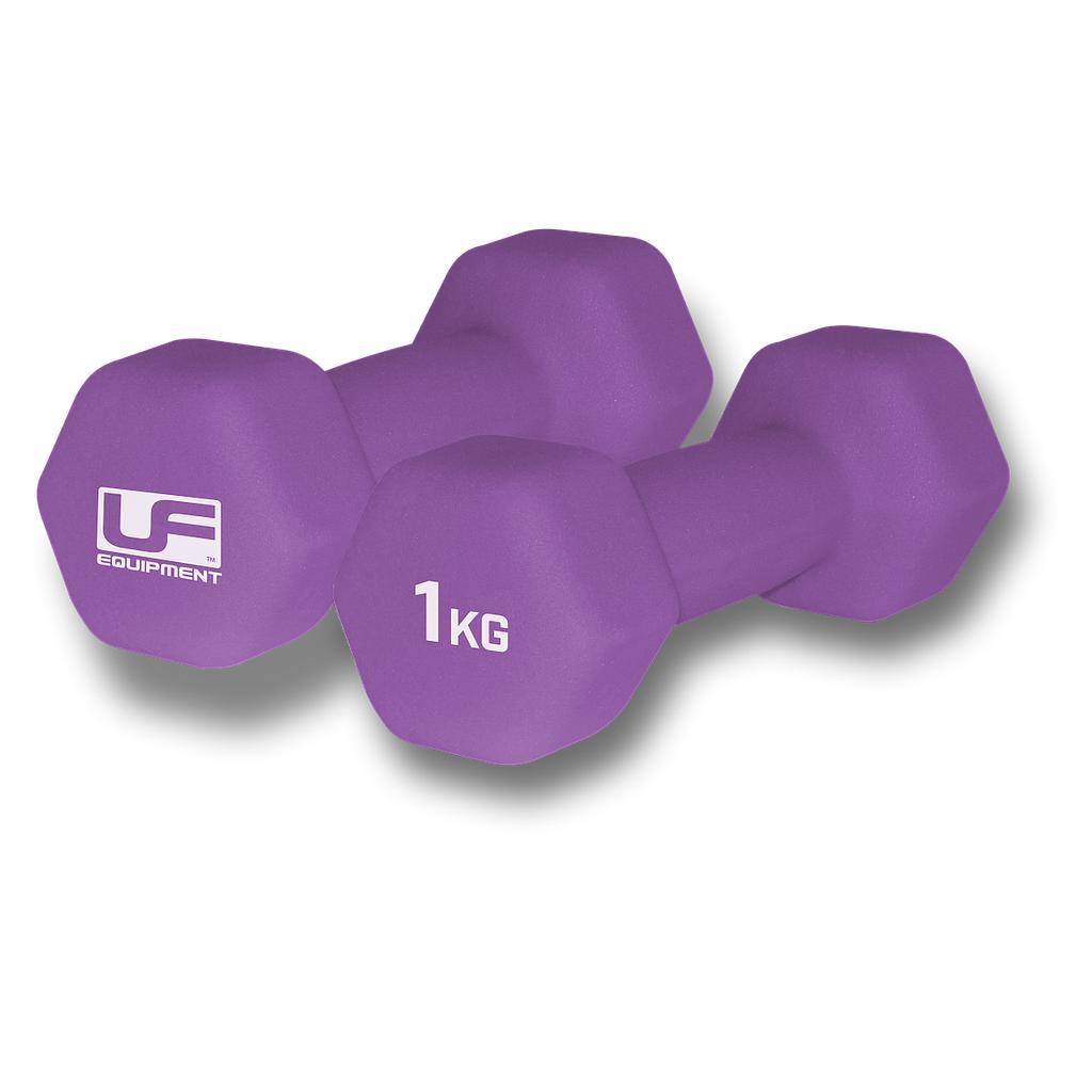 URBAN FITNESS HEX DUMBBELLS 2x1kg PURPLE