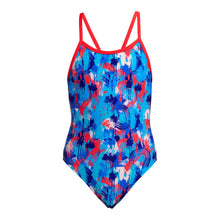 Load image into Gallery viewer, FUNKITA GIRLS SINGLE STRAP 1 PIECE COSTUME MESSY MESSY MESSY BLUE
