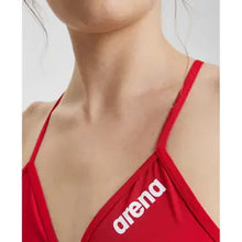 Load image into Gallery viewer, ARENA WOMENS TEAM SWIM TOP SOLID RED/WHITE 32/8
