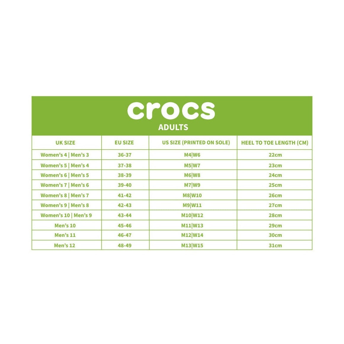 Men Crocs Exchange Size Pied Crocs Taille Correspondance Crocs