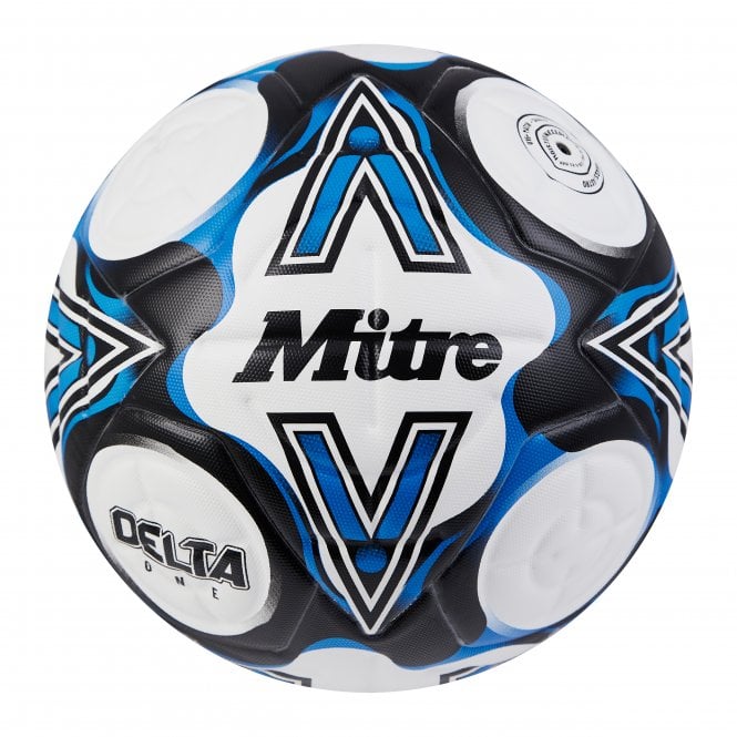MITRE DELTA ONE MATCH FOOTBALL WHITE/BLACK/BLUE