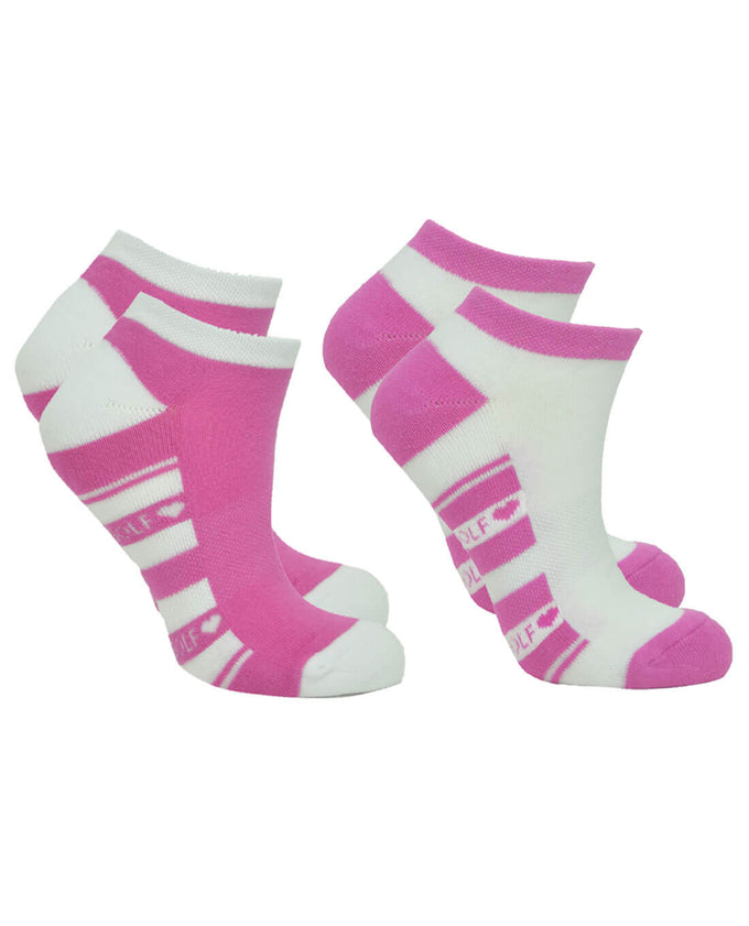 PURE GOLF DIXIE 2 PACK SOCKS AZALEA PINK 4-7