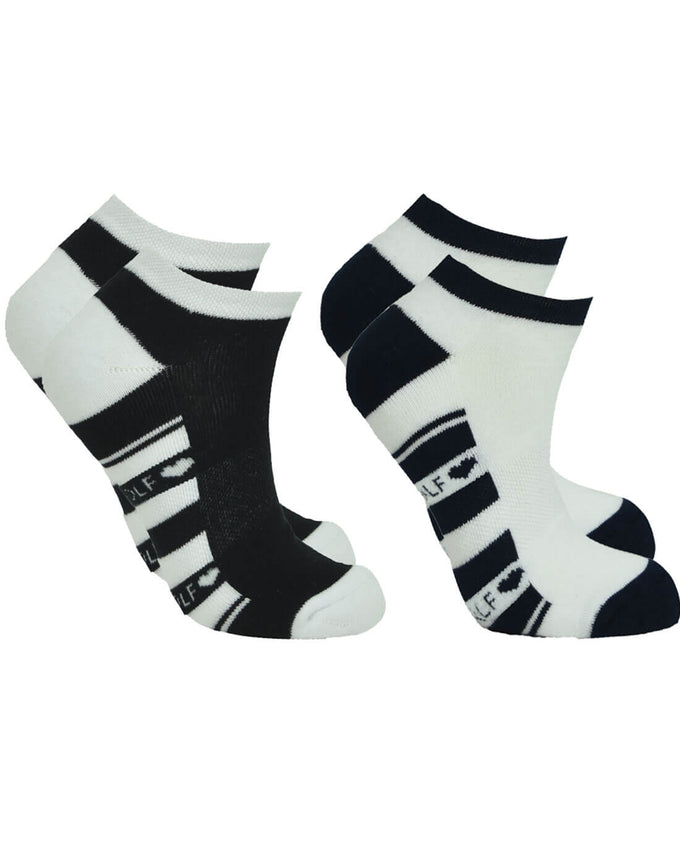 PURE GOLF DIXIE 2PACK SOCKS BLACK/WHITE 4-7