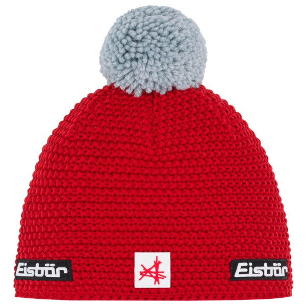 EISBAR HAT JAMIE POMPON KETCHUP RED/FJORD GREY ONE SIZE