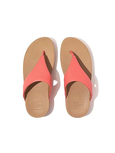 FITFLOP LADIES FLIPFLOPS LULU LEATHER TOEPOST ROSY CORAL