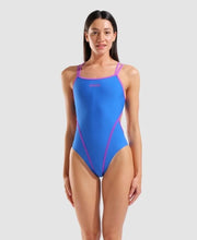 Load image into Gallery viewer, ARENA HYPERFLOW DOUBLE CROSSBACK WOMENS SWIMSUIT BLUE/PURPLE
