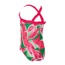 Load image into Gallery viewer, ZOGGS GIRLS RUFFLE CROSS BACK WATERMELON
