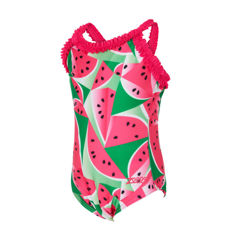 ZOGGS GIRLS RUFFLE CROSS BACK WATERMELON