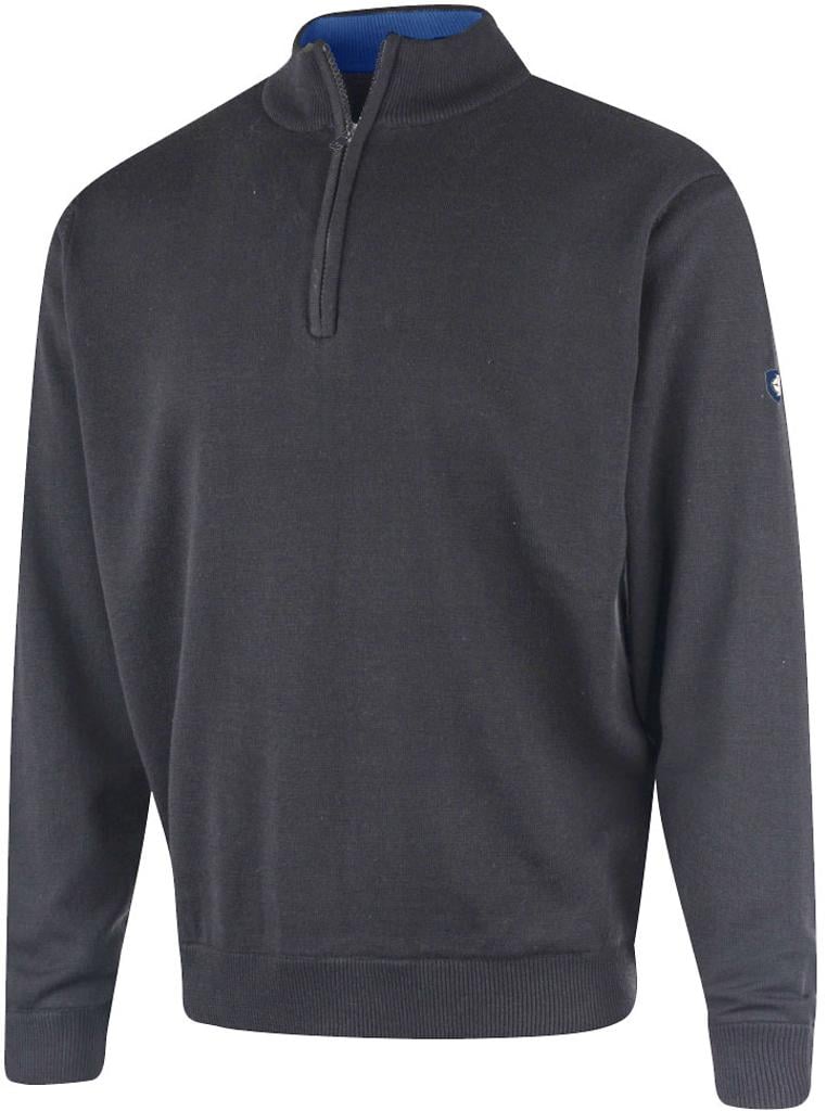 ISLAND GREEN MENS LINED KNIT 1/4 ZIP SWEATER CHARCOAL