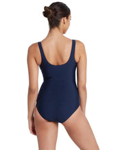 Load image into Gallery viewer, ZOGGS WOMENS MACMASTERS SCOOPBACK NAVY BLUE MINT 1 PIECE SWIMSUIT
