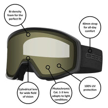 Load image into Gallery viewer, RAZOR 2 VARIO BLACK SKI GOGGLES
