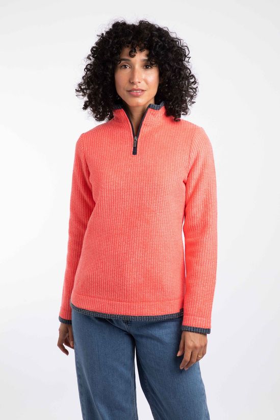 WEIRD FISH WOMENS BEYONCE 1/4 ZIP HOT CORAL