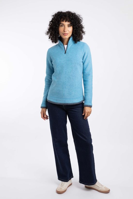 WEIRD FISH WOMENS BEYONCE 1/4 ZIP FLEECE SKY BLUE