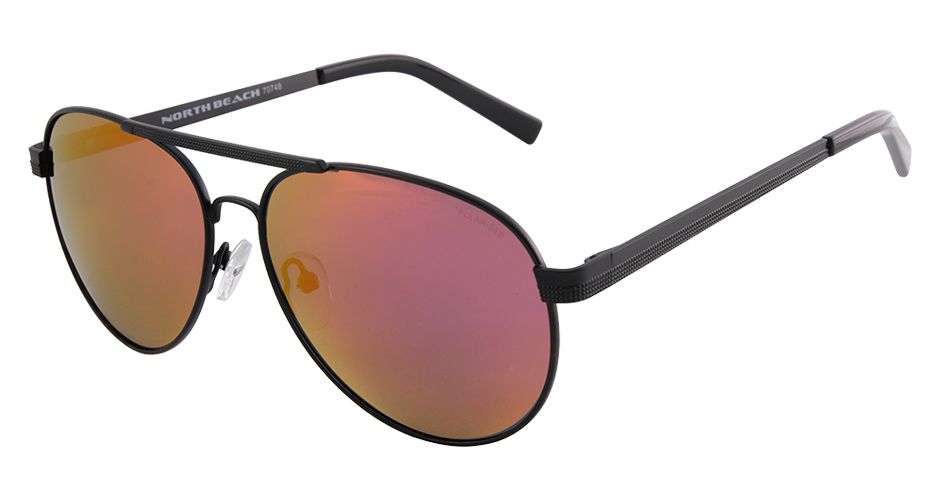 NORTH BEACH TEKKA MATT BLACK RED MIRROR POLARISED SUNGLASSES