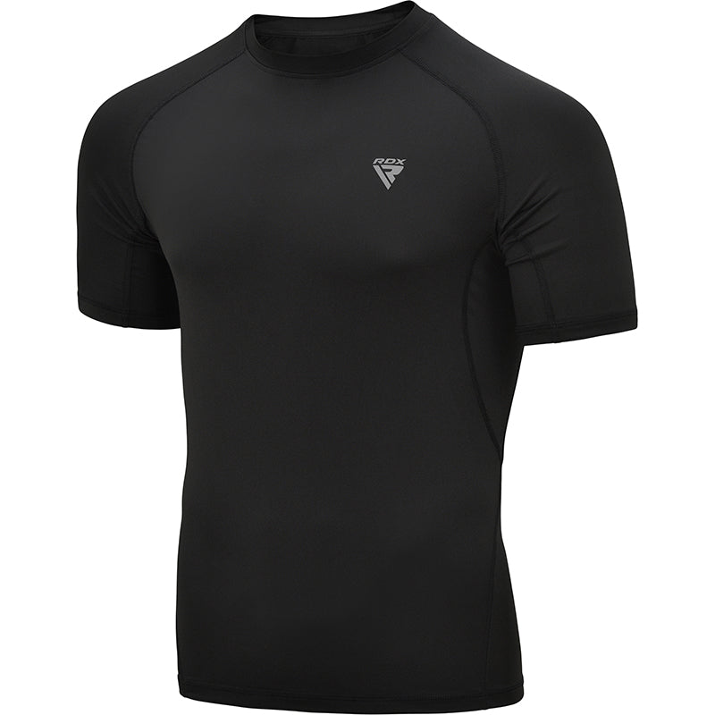 RDX T15 SHORT SLEEVE COMPRESSION RASH GUARD BLACK