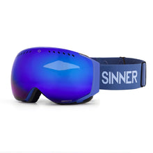Load image into Gallery viewer, SINNNER EMERALD SKI GOGGLES MATTE NAVY WITH BLUE LENS
