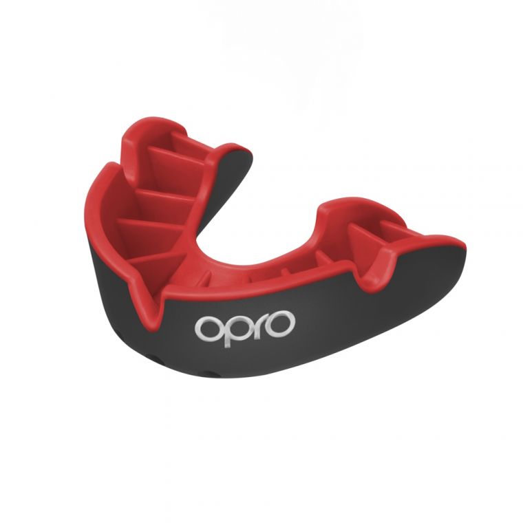 OPRO JUNIOR SELF-FIT GEN5 SILVER MOUTHGUARD BLACK/RED