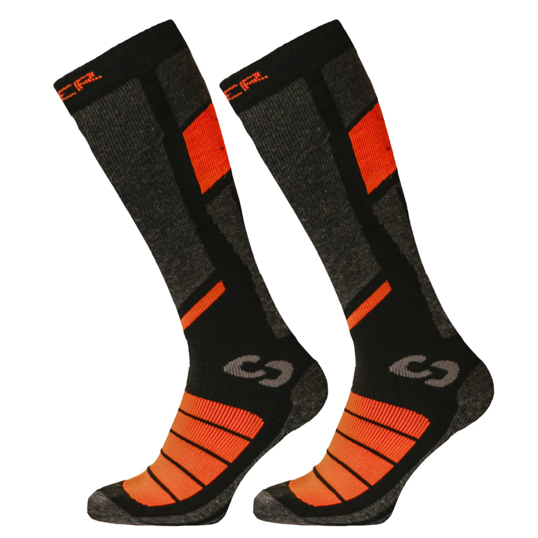 SINNER PRO SKI SOCKS 2 PACK BLACK/ORANGE