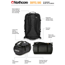 Load image into Gallery viewer, NORTHCORE 2025 DUFFLE BAG 40L BLACK/GREY
