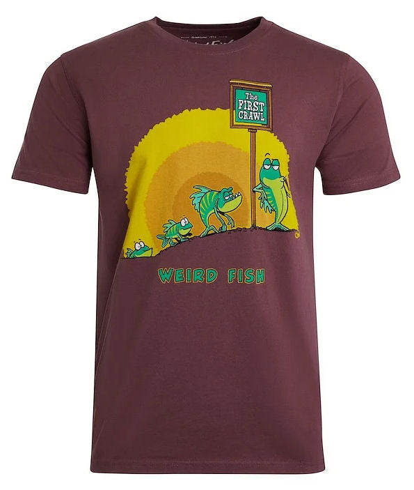 WEIRDFISH MENS FRONT PRINTED FIRST CRAWL TEE SHIRT