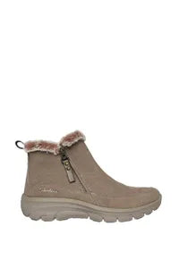 SKECHERS WOMENS EASY GOING COOLZIP BOOTS TAUPE