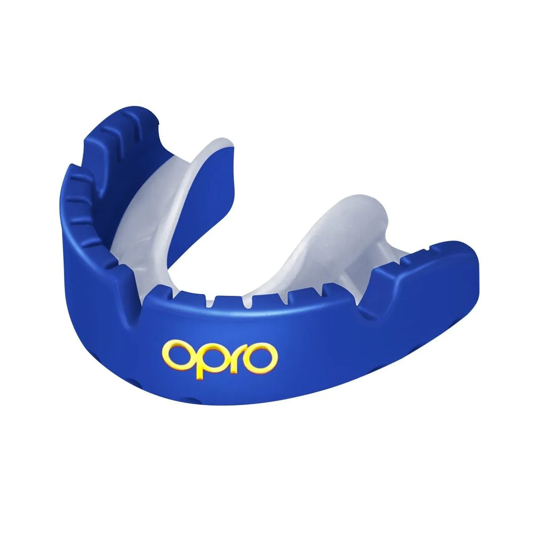 OPRO ADULT G5 GOLD BRACES MOUTH GUARD - DARK BLUE/PEARL