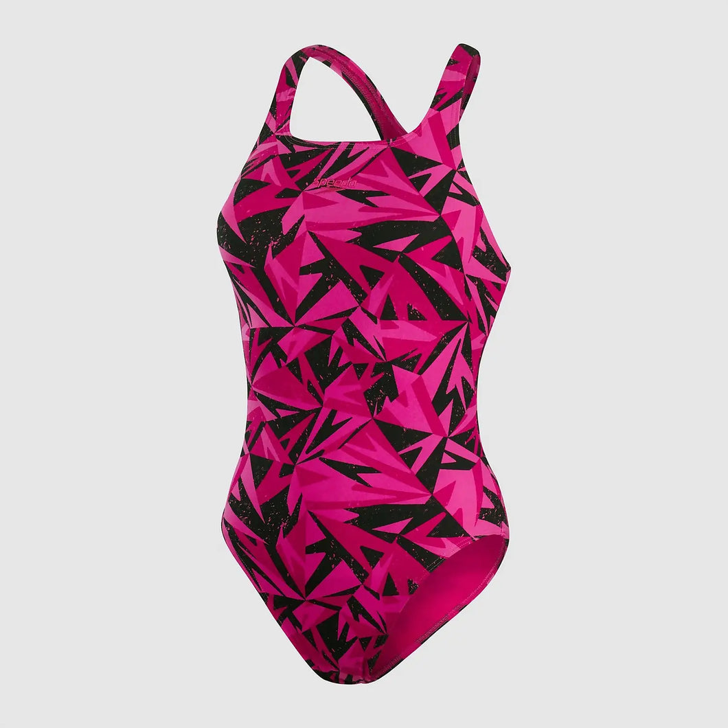 SPEEDO WOMENS HYPER BOOM MUSCLEBACK SWIMSUIT BLACK/PINK