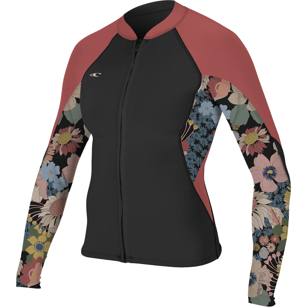 ONEILL WOMENS 1/0.5MM BAHIA ZIPPED WETSUIT JACKET - TWIGGY