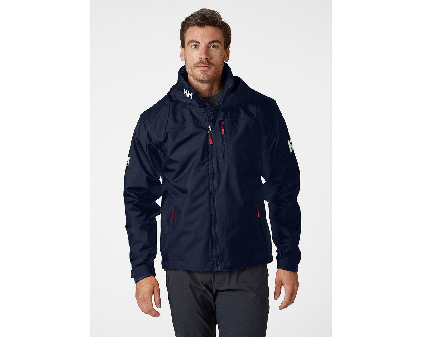 HELLY HANSEN MENS CREW HOODED MIDLAYER JACKET NAVY