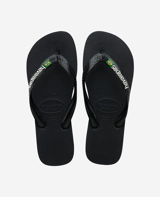 HAVAIANAS MENS BRASIL LOGO FLIP FLOPS BLACK