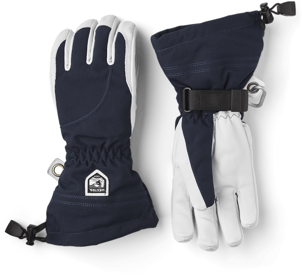 HESTRA LADIES HELI 5 FINGER SKI GLOVE NAVY WHITE
