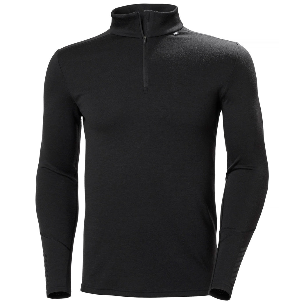 HELLY HANSEN MEN'S LIFA MERINO MIDWEIGHT 1/2 ZIP BASELAYER BLACK