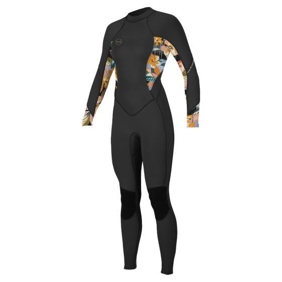 ONEILL WOMENS WETSUIT BAHIA 3/2 FULL SUIT BLACK/FLORAL